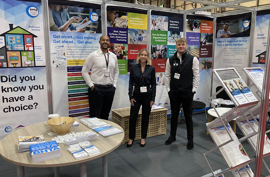 The BHTA Team on stand: (from left) Calvin Barnett, Head of Marketing and Communications; Samantha Lewis, Marketing Campaign Manager; Charlie Lawrence, Marketing and Communications Assistant